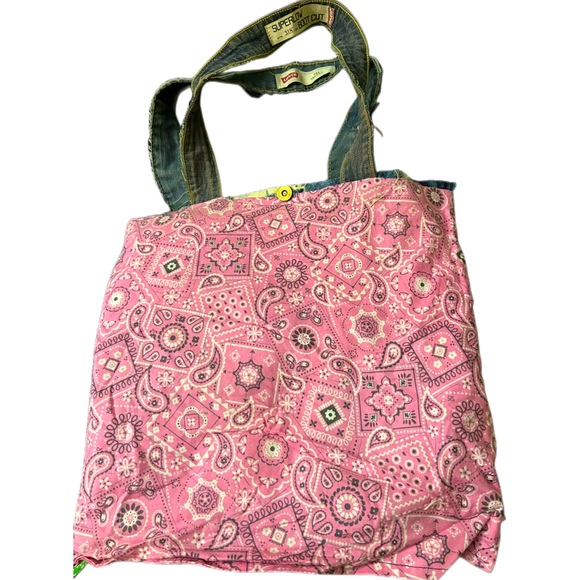 DENIM CUSTOM PATTERN SHOULDER BAG ( Reversible) - Picture 5 of 8